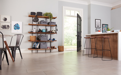 Tile flooring in kitchen